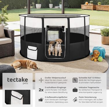 Тектейк® Вольєр для цуценят, аксесуари для собак, вольєр для собак складний, клітка для дрібних тварин (кролики, коти), вольєр для кроликів та морських свинок - Чорний | № 402438