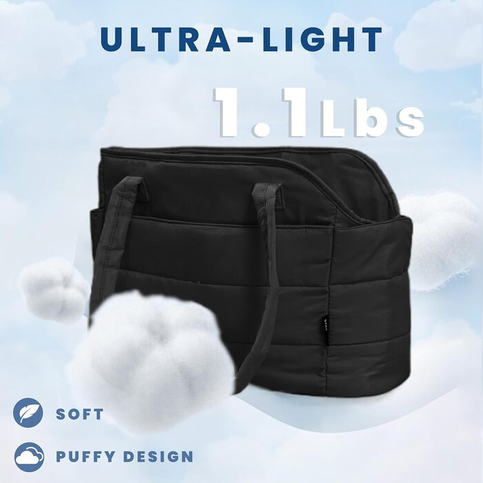 Легка переносна сумка для собак до 6,8 кг, степкова переноска для цуценят, з карабіном для безпеки, дамська переноска для собак для подорожей/покупок (Чорний)