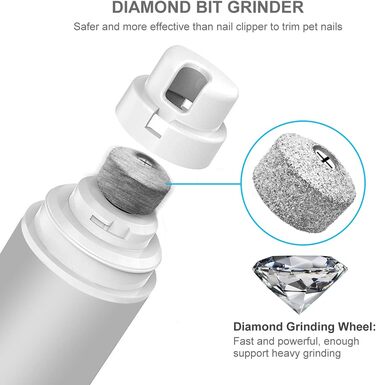 Шліфувальник кігтів для собак та котів Casifor з LED-підсвічуванням, тихий, чорний & білий