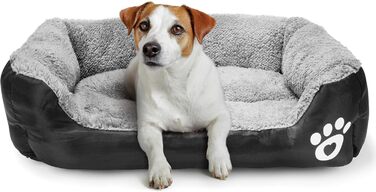 М'яке ліжко для собак та котів BELLE VOUS чорного кольору з антиковзною основою - водонепроникна піна з ефектом пам'яті для середніх та маленьких собак/котів, придатне для прання в пральній машині