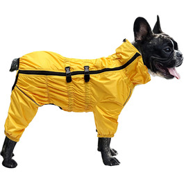 Жовтий дощовик для собак MOREZI з високим коміром, набір з водовідштовхувальним дощовиком, світловідбиваючими смугами та блискавками, підходить для всіх порід собак, великий розмір (довжина спини: 42-45 см)