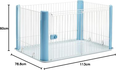 Забіг для цуценят Iris Ohyama з замкненою дверцятами, H60 см, блакитний, для собак та котів, для використання в приміщенні та на вулиці, середній, з відкритим верхом