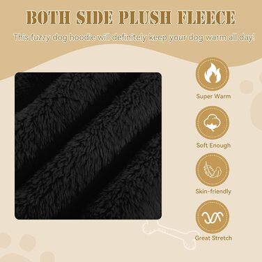 Теплий пуловер для собак середнього розміру, чорний, з капюшоном, розмір M