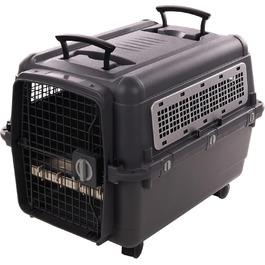 Клітка-переноска для собак Flamingo Lanta – темно-сіра, розмір L (56 × 80 × 59,5 см) | Безпечна, практична та комфортна переноска для вашого собаки