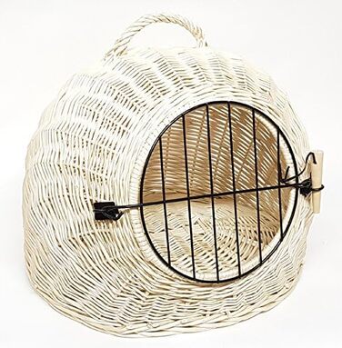 Транспортний кошик Tigana для котів Korbhöhle, плетений з лози, білий (45 см, без подушки)