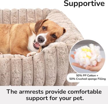 Килимок для кота, круглий лежак для тварин, лежанка у вигляді пончика, лежанка для собак, миючий, плюшевий, з неслизьким дном, м'який бортик (50 x 50 см) (70 x 70 x 20 см, Коричневий)