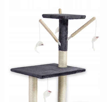 Високий кігтеточка-комплекс для котів Pet HOBBY, сірий, 5 рівнів, 140 см