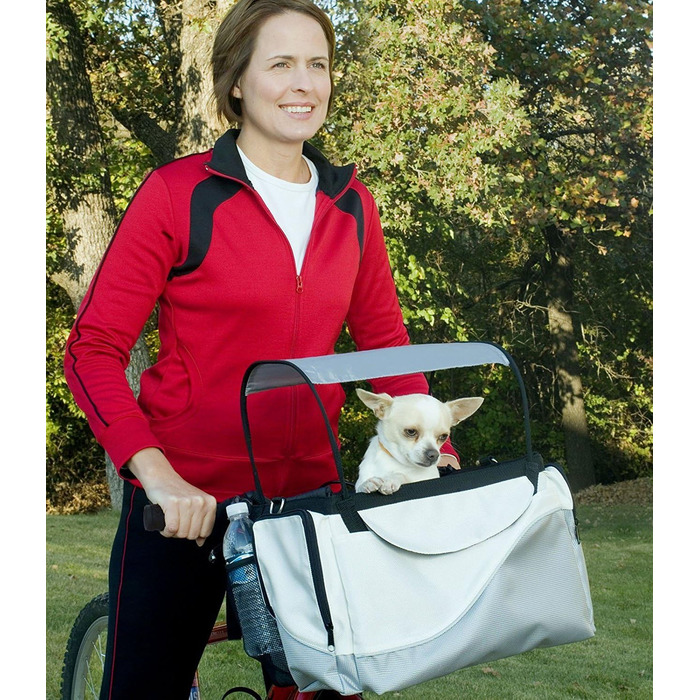 Корзина для собак та котів PetSafe Solvit на велосипед, Sport-Style, біло-сіра, 43 x 30 x 25 см