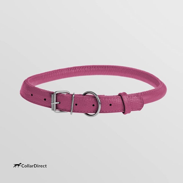 Шкіряний ошийник для собак CollarDirect, круглий, м'який, з роликом, ручної роботи, справжня шкіра, для цуценят та собак різних розмірів, чорний, рожевий, червоний, фіолетовий, блакитний, рожевий, 35-40 см