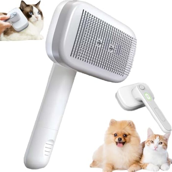 Професійна щітка для шерсті домашніх тварин Pet Ion Brush з подвійним іонним генератором - самоочисна щітка для собак та котів, м'яке розплутування шерсті та підшерстя, для короткої та довгої шерсті (1 шт)