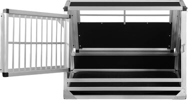 Алюмінієва переносна клітка для собак Transportbox N60 58x86x63 см з аварійним виходом та захистом від ударів, для безпечного транспортування в автомобілі