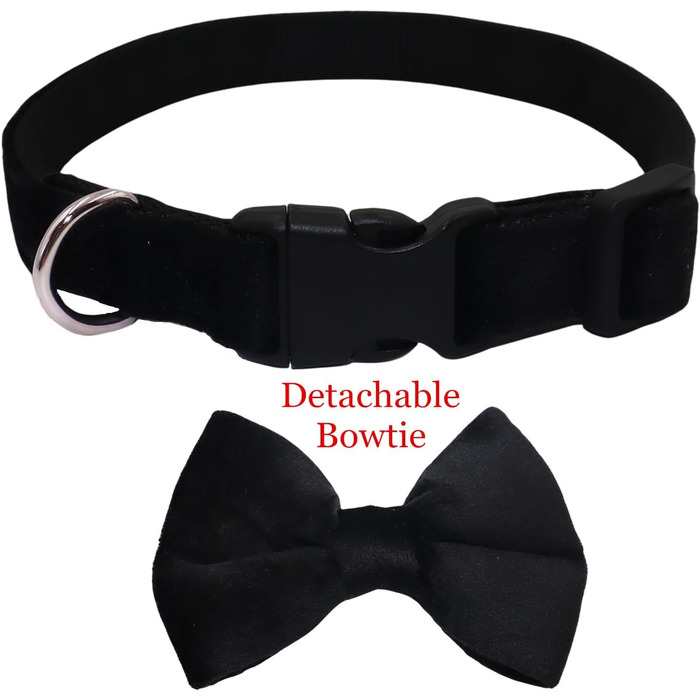 Нашийник для собак Vioett (L, Чорний) з фіксуючим тросом, м'яка оксамитова тканина, для великих собак