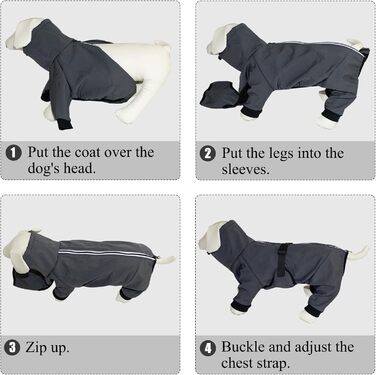 Водонепроникний теплий зимовий одяг для собак Cyponpy: куртка з блискавкою, флісова підкладка, для собак XL (довжина спини 43-47 см), сірого кольору