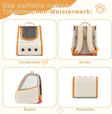 Рюкзак для кота/собаки Dogat, складаний, для перевезення тварин, помаранчевий+білий