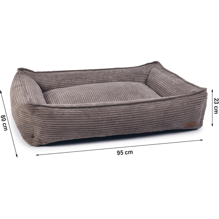 Собаче ліжко Hundebett Lotte Ribbed, коричневе, 95x80x23 см