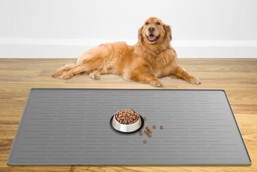 Силіконовий килимок для собак та котів, великий розмір 121.9 x 81.3 см, з високими бортиками, неслизький, вологостійкий, легко миється, сірий