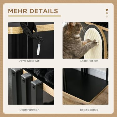 Дерев'яний комплекс для котів PawHut з ігровим м'ячем, 40x30x43 см (85x48x170 см)