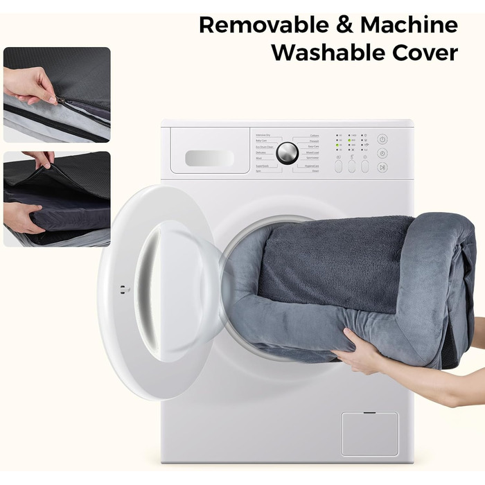 Велике собаче ліжко, водовідштовхувальне, ортопедичне, знімний, пральний чохол, неслизьке дно, котяче ліжко з піною з пам'яті для зменшення тривоги, преміум-фланель, 91x68x16 см, темно-сірий