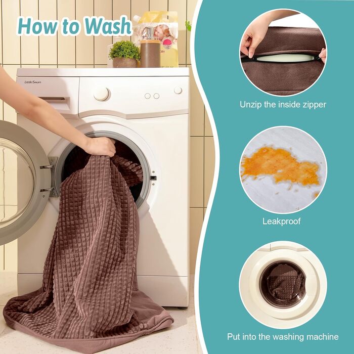 Ортопедичне ліжко для собак маленьких порід, водонепроникне диван-ліжко з бортиками, з підтримуючою піною, знімний та пральний чохол, водонепроникне дно, антиковзаюче (M 91*69*19 см, Колір: Коричневий)