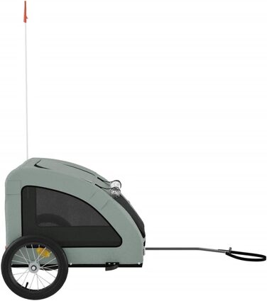 Фургон для собак VidaXL - сірий, 45 кг, з прапором та відбивачами, 125 x 63 x 66 см