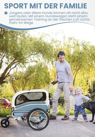 Причеп для собак SEPNINE® 2-в-1 для велосипеда та джоггінгу, блакитний (до 30 кг)