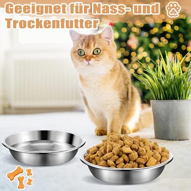 Набір з 8 мисок для котів Loppdece з нержавіючої сталі, 14 см, для чутливих вусів, підходить для кошенят та маленьких собак, можна мити в посудомийній машині