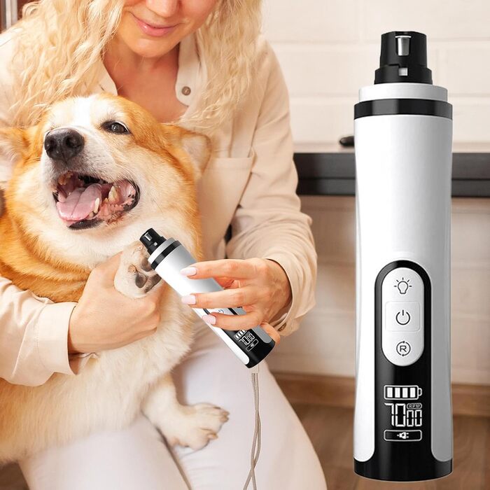 Електричний точило для собачих кігтів з LED-підсвічуванням, інструмент для догляду за кігтями собак, ергономічний для малих та великих тварин