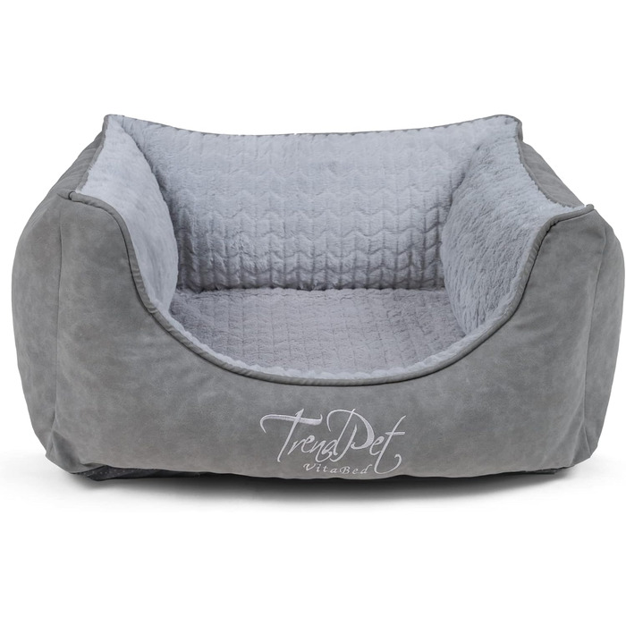 TrendPet VitaBed Style - Ортопедичне ліжко для собак, штучна шкіра, м'яка внутрішня частина (60x50 см, сірий)