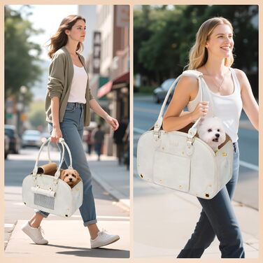 Сумка-переноска для собак та котів PetsHome, Premium-нейлон, водонепроникна, 44x26x55 см, Бежева