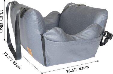 Автомобільний лежак для собак, знімний Airbag, сірий, водонепроникний, для собак до 15 кг, технічна тканина