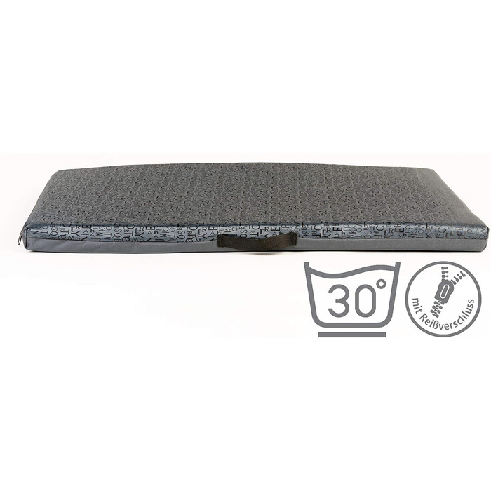 Матрац для собак COOL PET, 68x50 см, сірий, з принтом літер, товщина 3 см