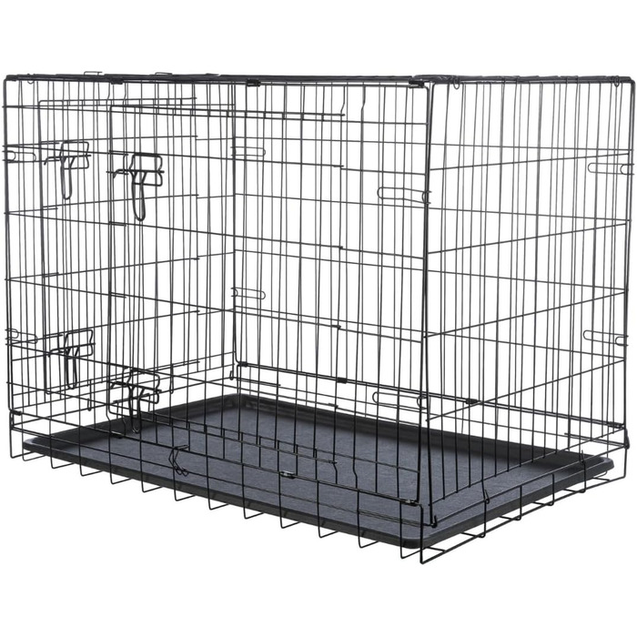 TRIXIE складана клітка для собак Home XL 116×86×77 см, металева транспортна переноска з 2 дверцятами та замками, чорна, для дому та подорожей