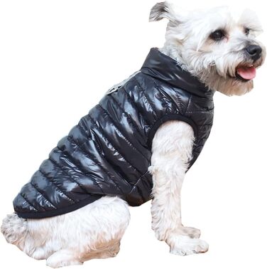 Зимовий теплий водонепроникний теплий зимовий одяг для собак з кільцем D, суперлегкий, для маленьких собак, кошенят, цуценят (XS, Чорний)