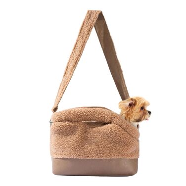 Транспортна сумка для кота Gcerfby, водонепроникна, з плечовим ременем, для собак та котів середніх та малих порід, коричнева