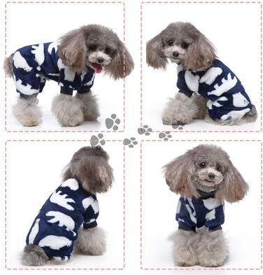 Теплий флісовий костюм для собак, м'який одяг для собак, комбінезон для собак, тепла бавовняна одяг для маленьких собак та котів (Синій Ведмедик, XL)