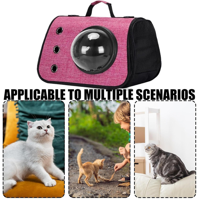Транспортна сумка для кота/собаки - переноска для кота/собаки, дорожній аксесуар для тварин, складана переноска для маленьких та середніх котів/собак, рожевий колір