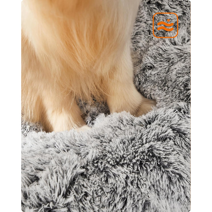 Ліжко для собак Feandrea з м'яким лежаком, плюшевий килимок, 122 x 74 см, Ombré-Сірий, PGW204G01 L 122 x B 74 x H 10 см