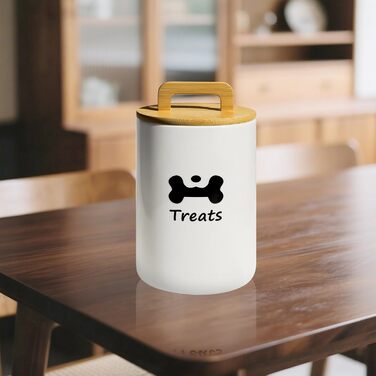 Керамiчний контейнер для собачих ласощів - велика банка з кришкою для кухні, білий, 7.7'x5'