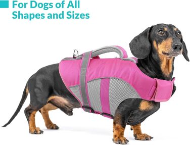 Жилет для плавання для собак Queenmore, регульований, висока видимість, рятувальний жилет, для собак XX-Large (Hot Pink, XXL)