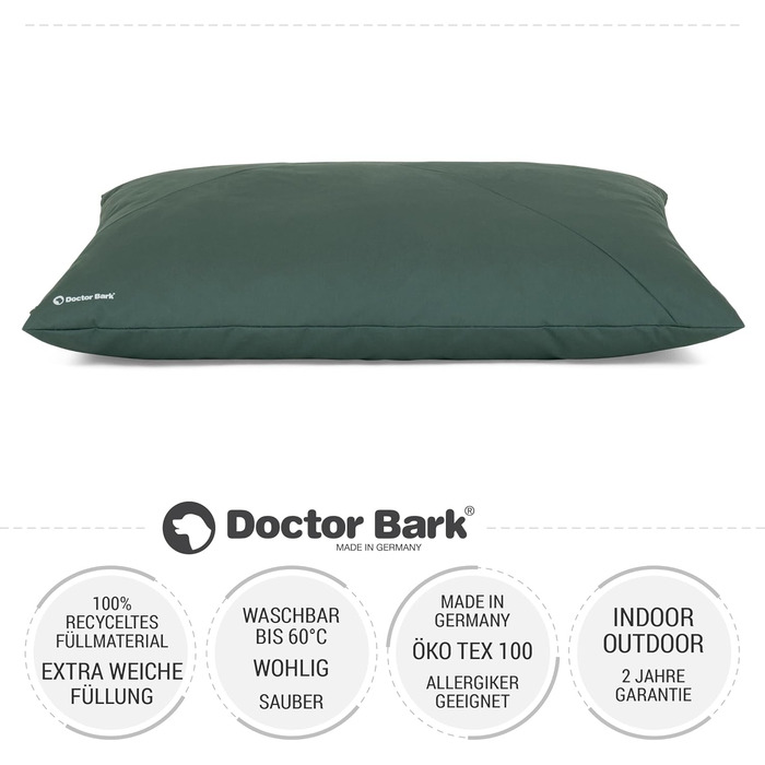 М'яке ліжко для собак великих порід Doctor Bark GreenLabel - XL, зелене, легко миється