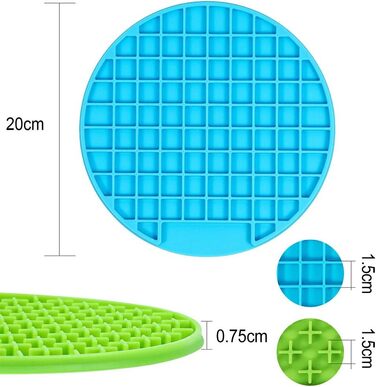 Килимок для облизування собак та котів - 2 шт. Slow Feeder, з міцним присоском, для ласощів, купання, дресирування (синій, зелений)