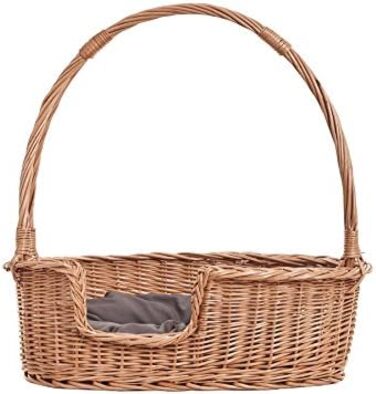 Корзина для тварин Weidentierkorb з прутької, переноска для кота з ручкою, лежанка для собаки з подушкою