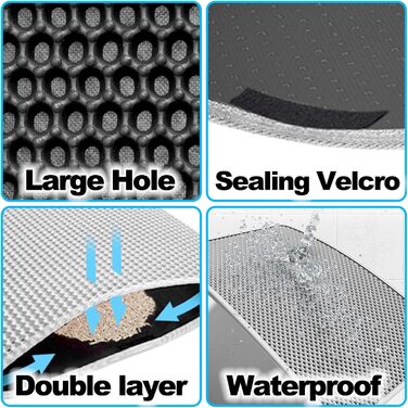 Килимок для котячого туалету 90x60 см, двошаровий, неслизький, з дизайном стільових сот, EVA матеріал (чорний)