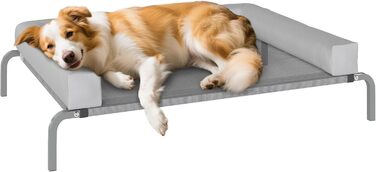 Кіжуче ліжко PawHut з охолодженням, підняте ліжко для собак, портативне, з дихаючої сітки, сталевий каркас, 90x65x30 см, світло-сіре