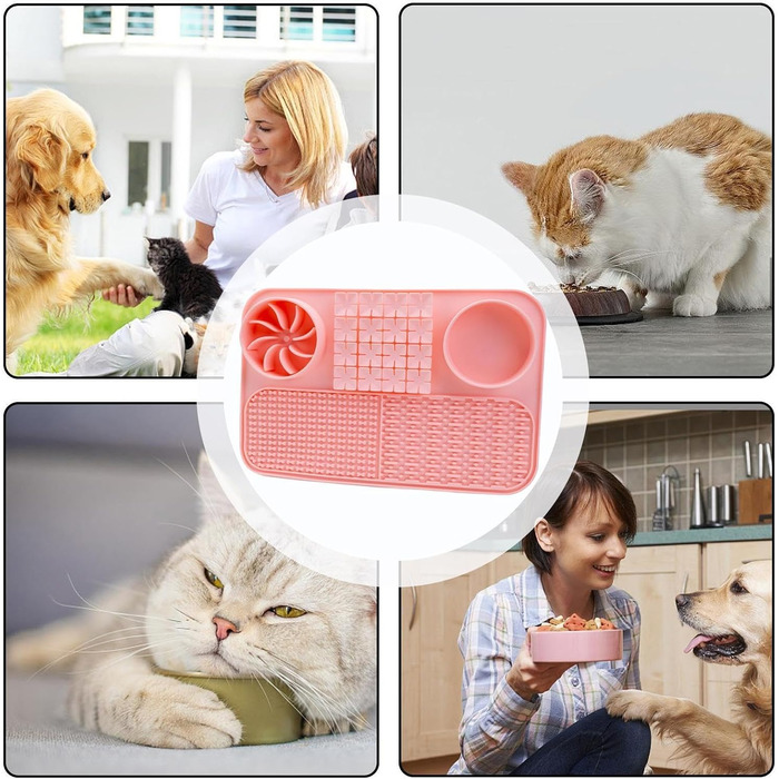 Лежак-іграшка для собак з присосками, повільний годівник, рожевий | Лежак-пазл для собак