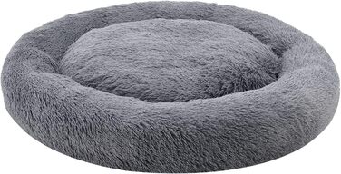 Кругле лежанка для собак та котів Juskys Monty 3XL, 120 см, сірий колір, м'яка, антиковзаюча, знімний чохол