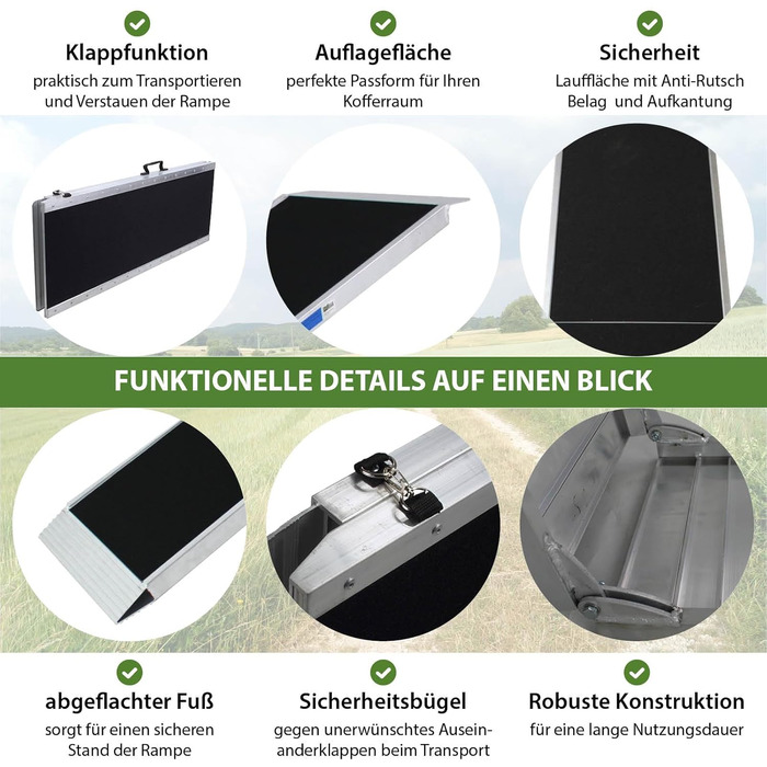 Рампа для собак TRUTZHOLM, розкладна, 183 см, вантажопідйомність 180 кг, алюміній, сірий/чорний, з сумкою