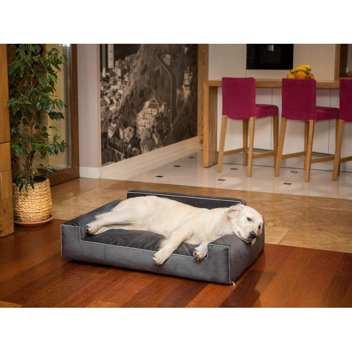 Ліжко для собак, лежанка для тварин, кошик для котів, знімний чохол, чорний колір, XXL (116x78 см), Fancy