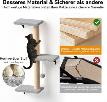 Комплект для котячого комплексу FUKUMARU: стіна для лазіння, гамак, будиночок, міст, драбина. Макс. вага: 18 кг, сірий