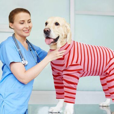 Піжама для собак після операції Kuoser, боді для собак після кастрації, боді для собак після операції (XXL, Рожевий, Зелений)